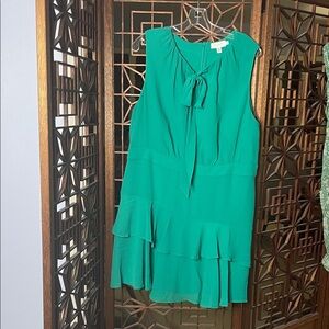 Ted Baker Tiered Tie-Neck Sleeveless Dress in Emerald Green